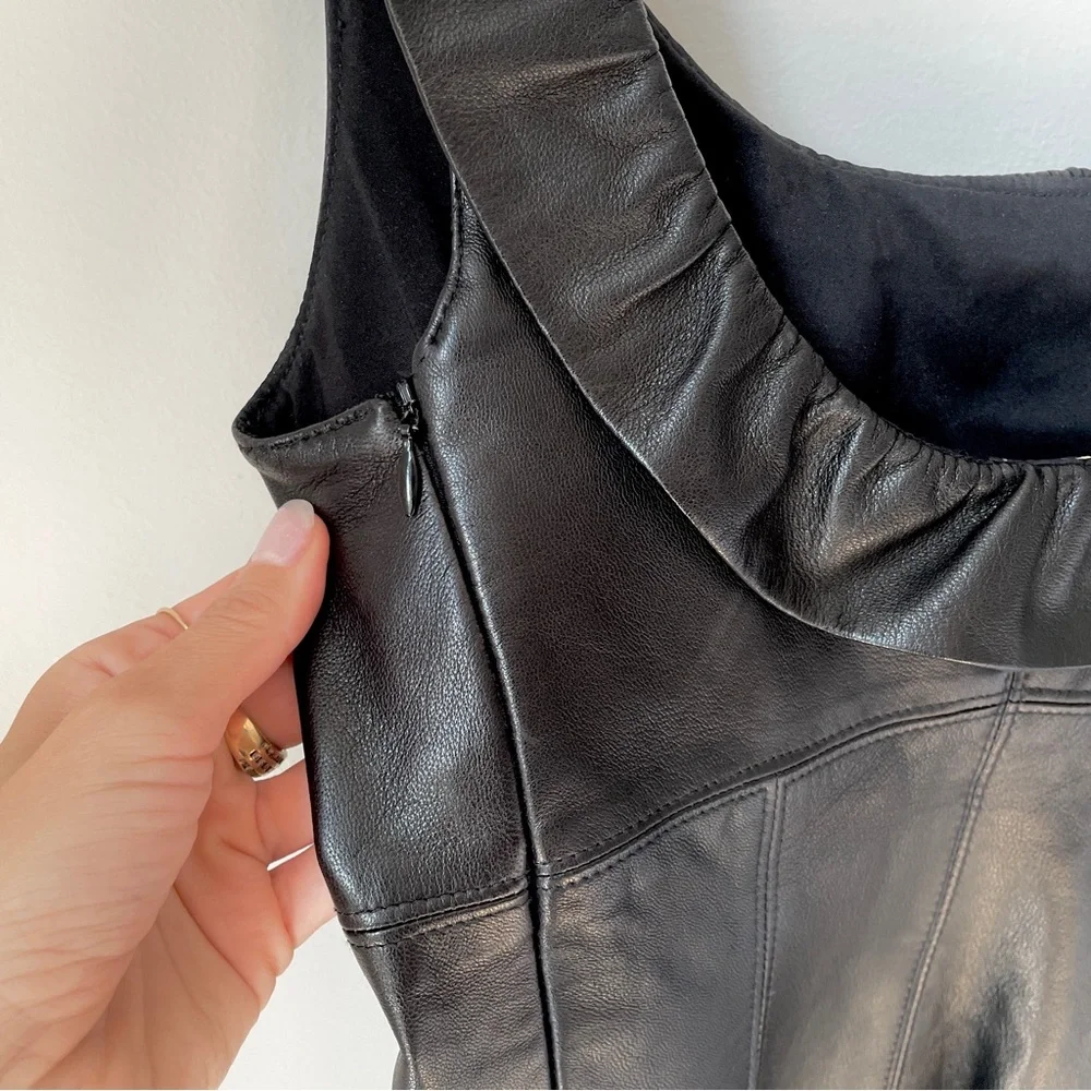 L’Agence Soft Leather Wave Dress. Black, Sz 2 (S) - Picture 4 of 8